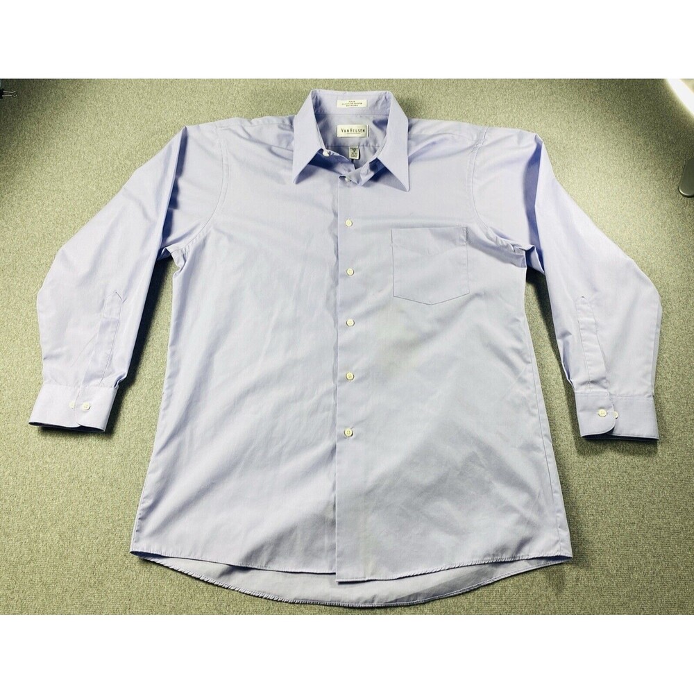 Vanheusen Mens Dress Shirt Blue Size 16 32/33